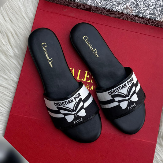 CHRISTIAN DIOR — Women's Flat Slippers | Size 36-42 | With Brand Box (Black Design-A)