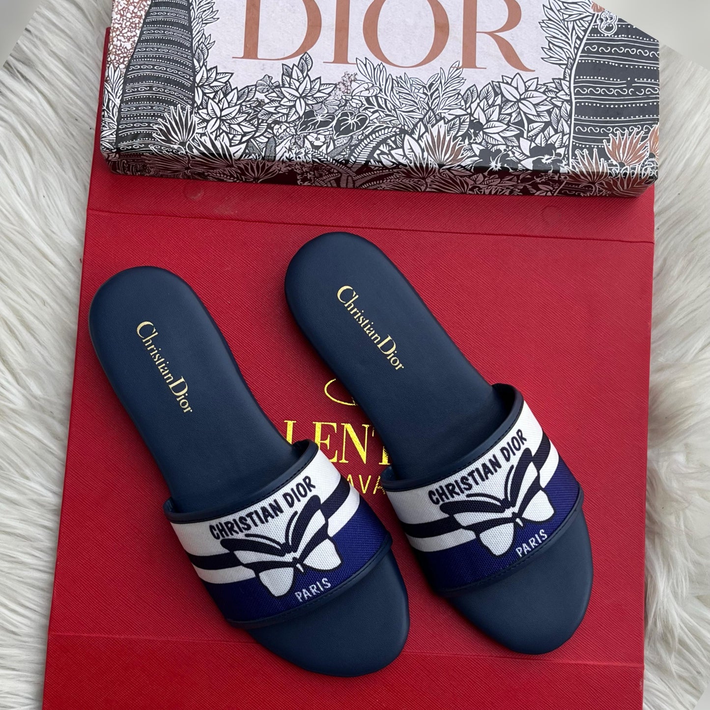 CHRISTIAN DIOR — Women's Flat Slippers | Size 36-42 | With Brand Box (Blue)