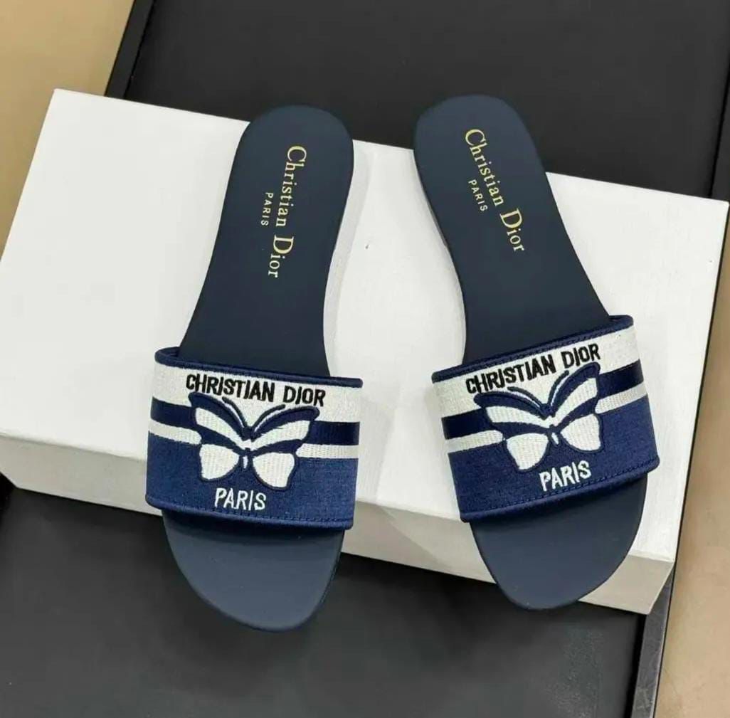 CHRISTIAN DIOR — Women's Flat Slippers | Size 36-42 | With Brand Box (Blue)