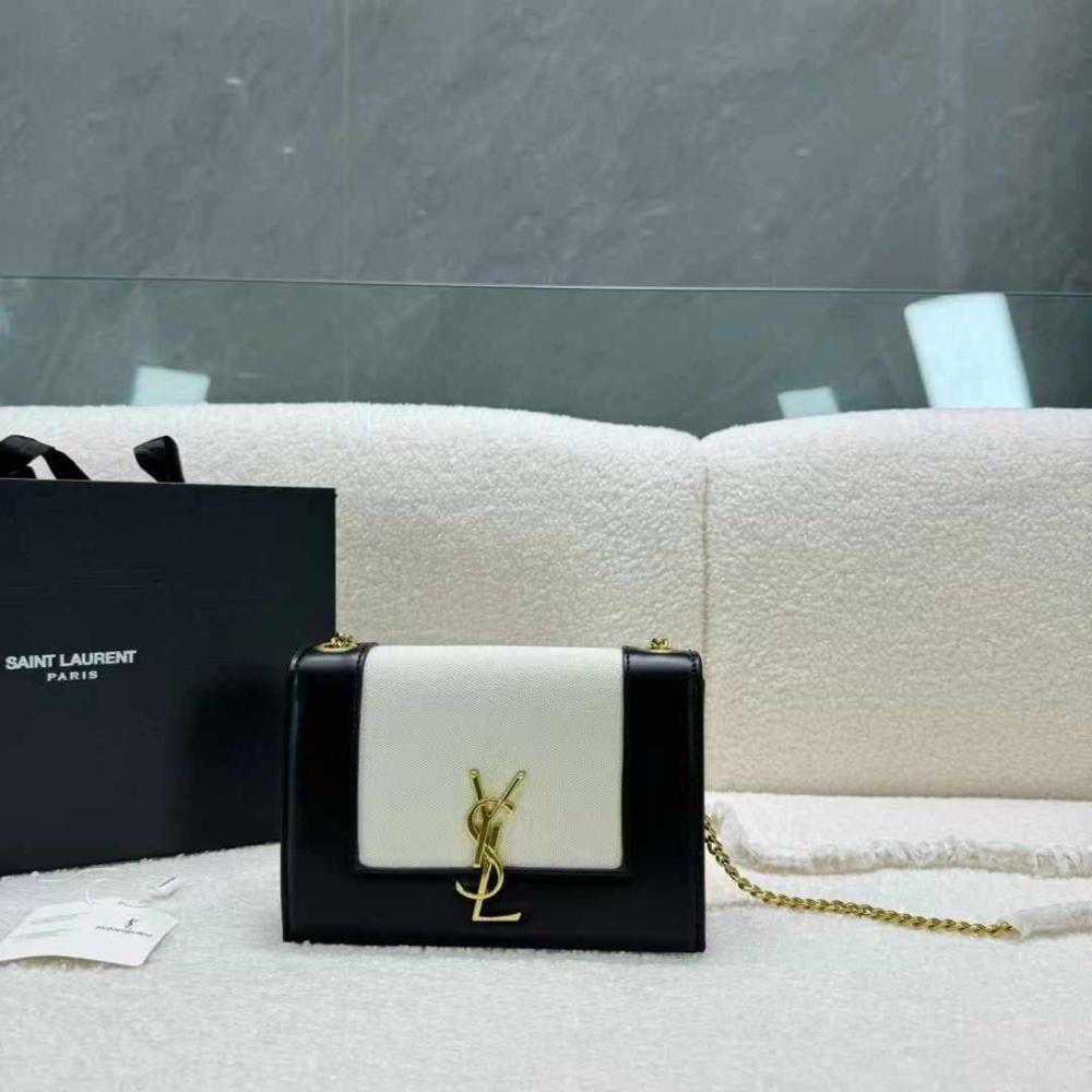 SAINT LAURENT — Kate Small YSL Crossbody Bag (Lambskin Leather | Gold Hardware) (Black)