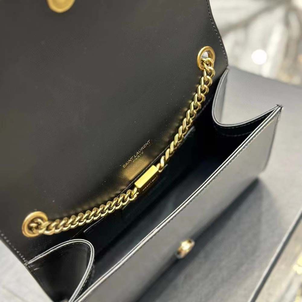 SAINT LAURENT — Kate Small YSL Crossbody Bag (Lambskin Leather | Gold Hardware) (Black)