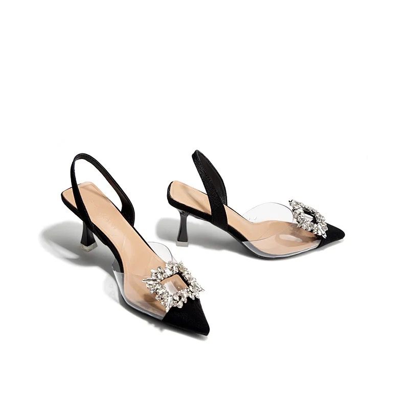 ZARA — Women's Transparent Kitten Heels (Size 36–42 | With Brand Box | Restock) (Black)