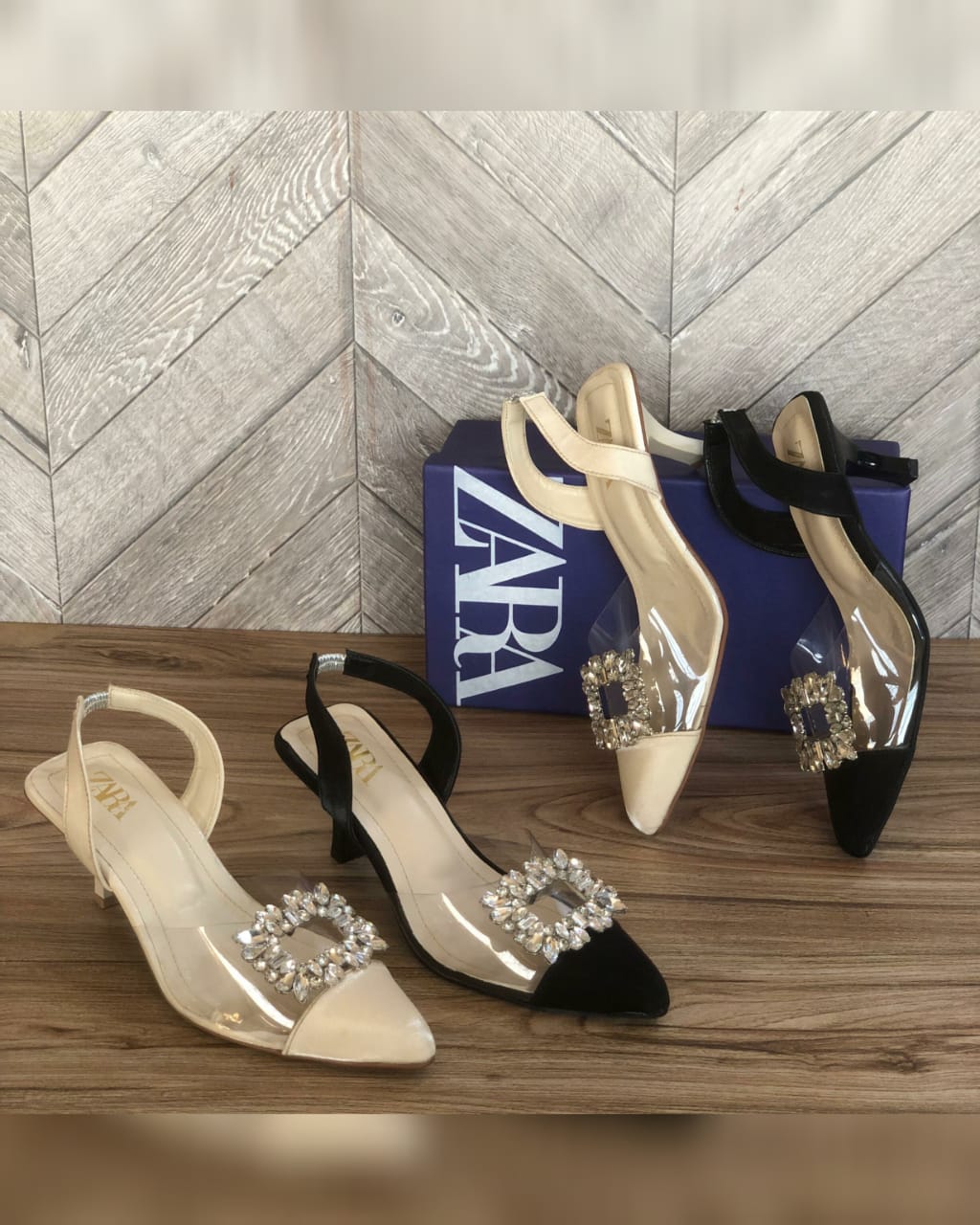 ZARA — Women's Transparent Kitten Heels (Size 36–42 | With Brand Box | Restock) (Black)