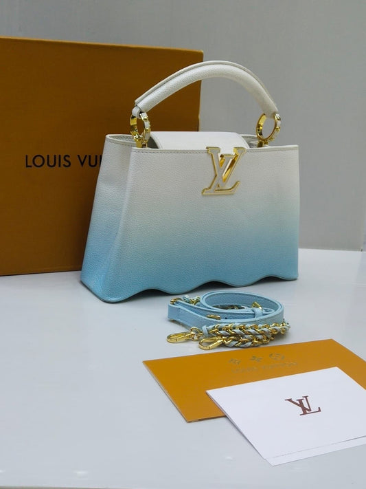Louis Vuitton Capucines — Crystal Edition Bag (Cruise 2024 | Glamorous Double-Carry Design) (Blue & White)