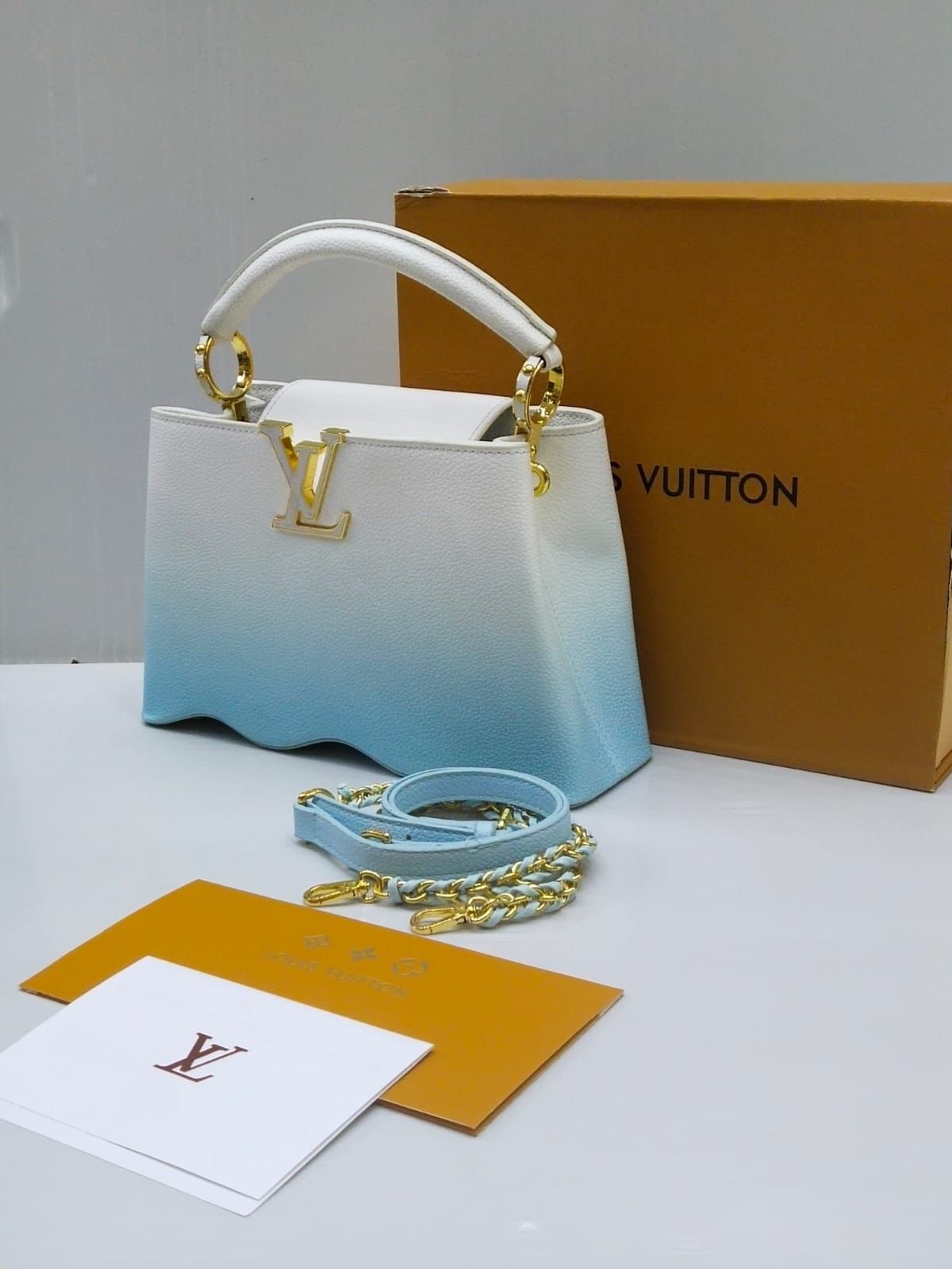 Louis Vuitton Capucines — Crystal Edition Bag (Cruise 2024 | Glamorous Double-Carry Design) (Blue & White)
