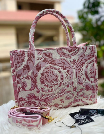 VERSACE — Embroidered Women's Handbag (Master Quality | Full Branding | Premium Finish) (Pink)