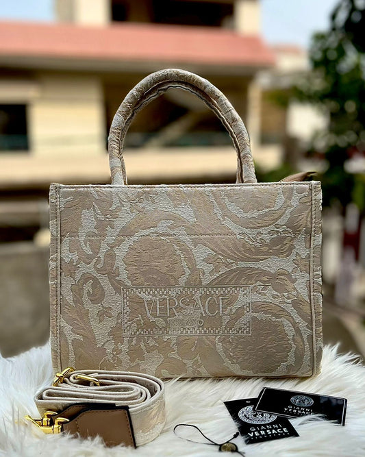 VERSACE — Embroidered Women's Handbag (Master Quality | Full Branding | Premium Finish) (Beige)