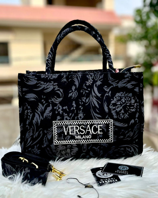 VERSACE — Embroidered Women's Handbag (Master Quality | Full Branding | Premium Finish) (Black)