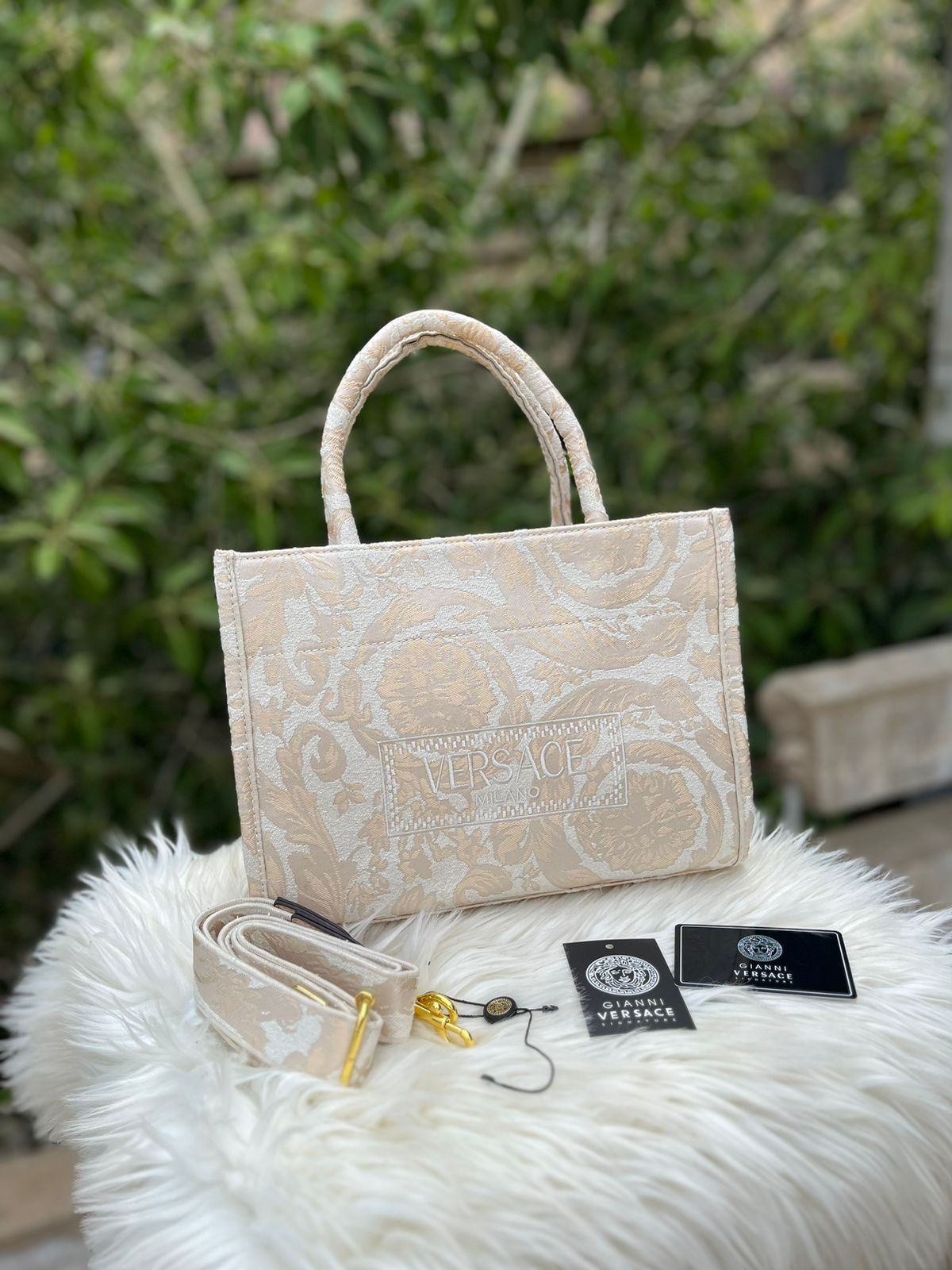 VERSACE — Embroidered Women's Handbag (Master Quality | Full Branding | Premium Finish) (Beige)