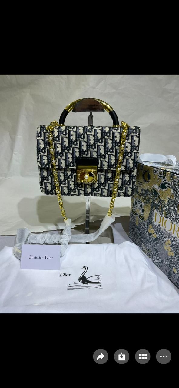 DIOR — Medium Women's Bag (High Quality | Same As Original | Full Dior Packaging) (Off White & Black)