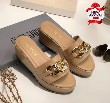 Jimmy Choo — Women's Wedge Slippers (Elegant Design | Full Size Range | Brand Box Included) (Brown)