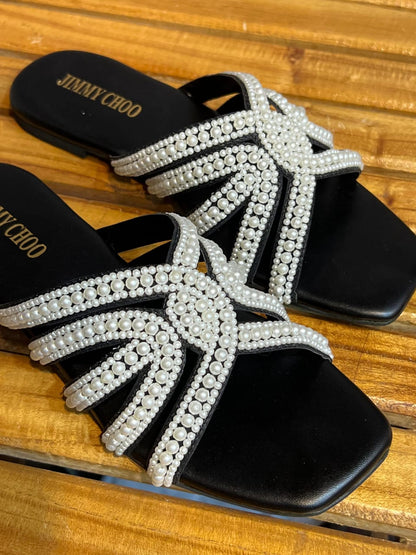 Jimmy Choo — Women's Pearls Flat (Restock | Elegant Design | Brand Box Included) (Black)