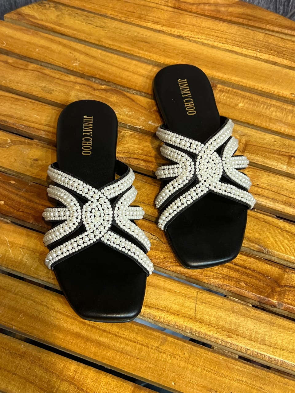 Jimmy Choo — Women's Pearls Flat (Restock | Elegant Design | Brand Box Included) (Black)