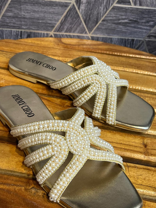 Jimmy Choo — Women's Pearls Flat (Restock | Elegant Design | Brand Box Included) (Brown)
