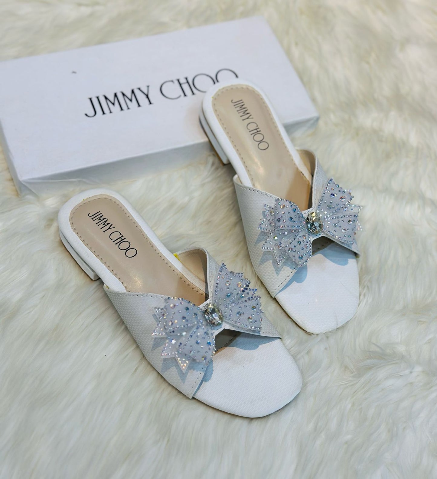 Jimmy Choo — Women's Off Heel (Elegant Design | Premium Quality | Brand Box Included) (White)