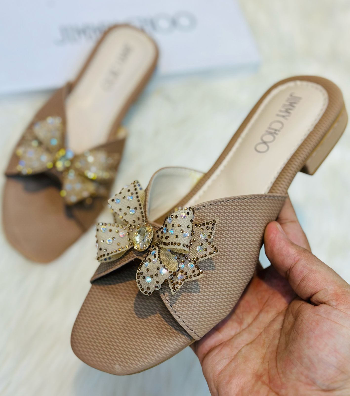 Jimmy Choo — Women's Off Heel (Elegant Design | Premium Quality | Brand Box Included) (Brown)