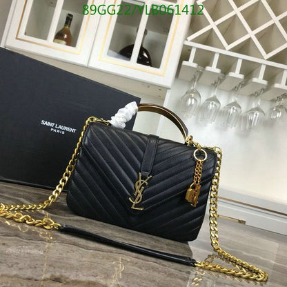 YSL Crossbody Bag — Premium Quality (Long Chain | Brand Card, Dustbag & Box Included) (Black)