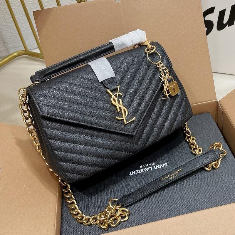 YSL Crossbody Bag — Premium Quality (Long Chain | Brand Card, Dustbag & Box Included) (Black)