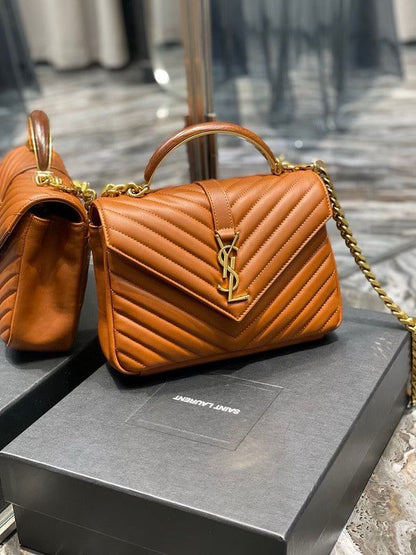 YSL Crossbody Bag — Premium Quality (Long Chain | Brand Card, Dustbag & Box Included) (Brown)