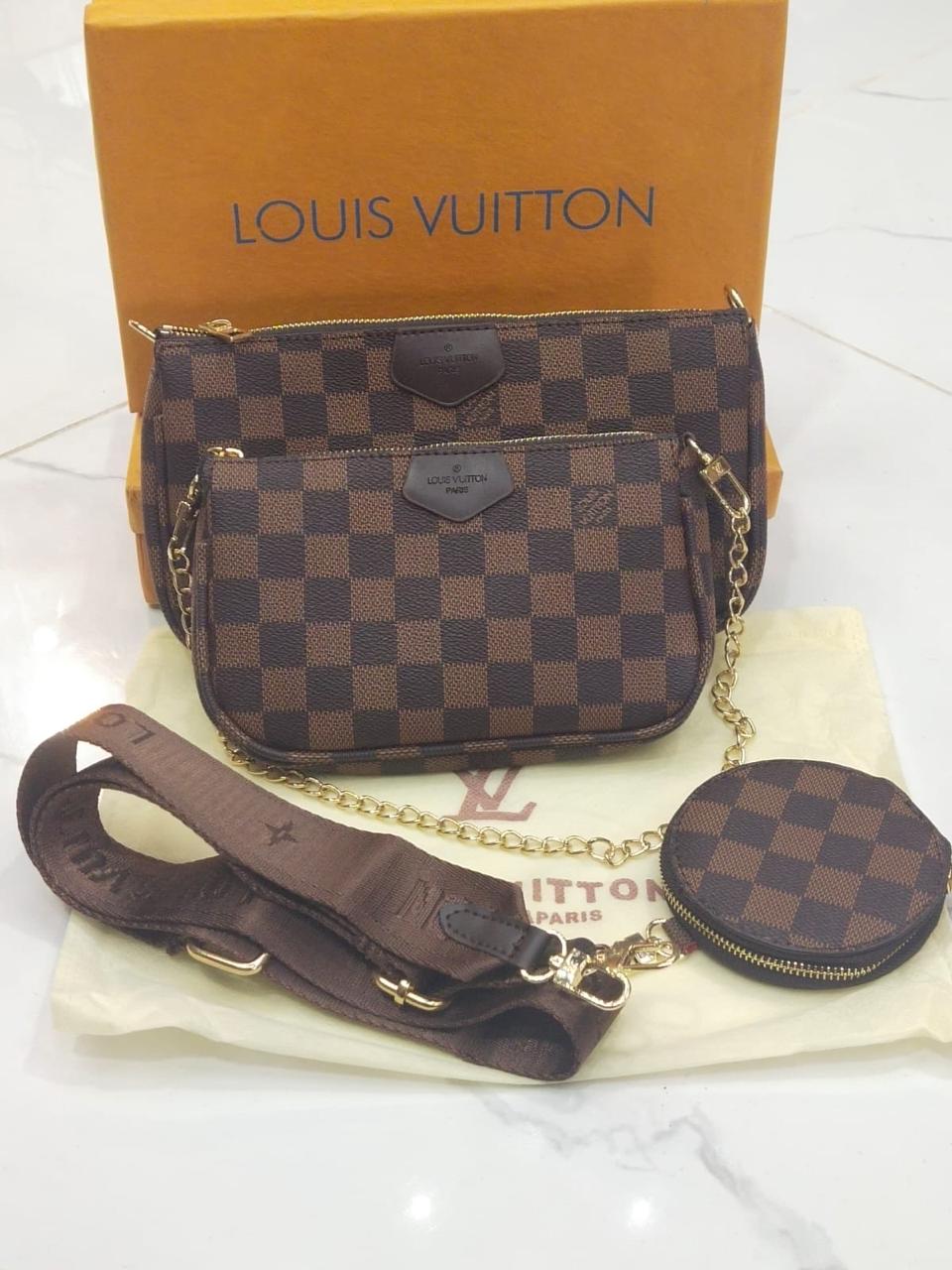 Louis Vuitton — 2 Pouch Bag with Coin Pouch (AAA Quality | Complete Packaging) (Chocolate Brown)