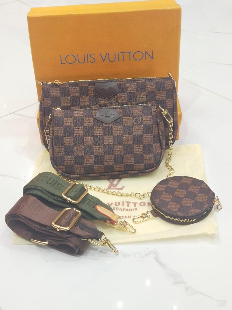 Louis Vuitton — 2 Pouch Bag with Coin Pouch (AAA Quality | Complete Packaging) (Chocolate Brown)