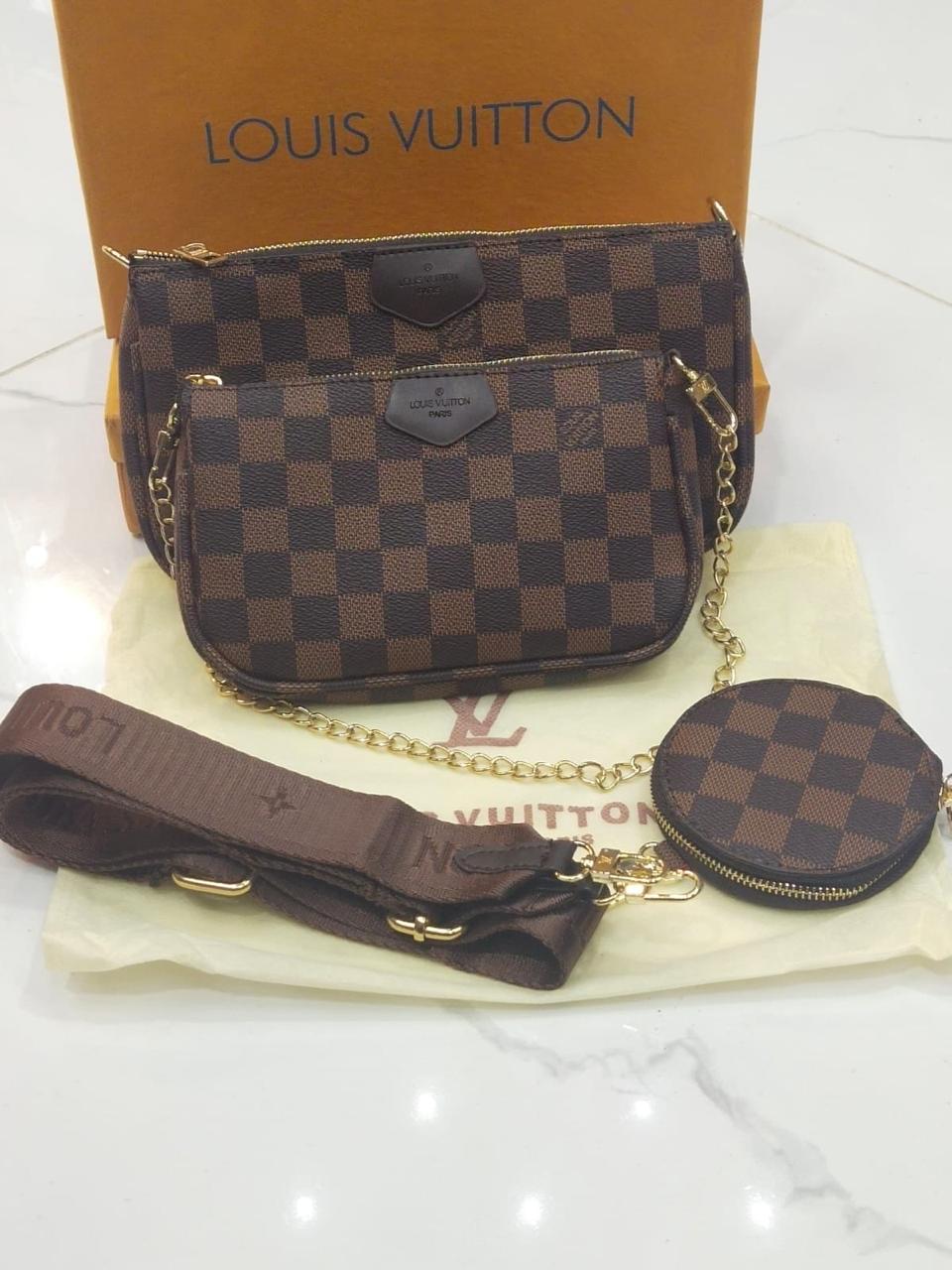 Louis Vuitton — 2 Pouch Bag with Coin Pouch (AAA Quality | Complete Packaging) (Chocolate Brown)