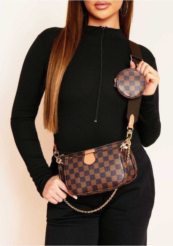 Louis Vuitton — 2 Pouch Bag with Coin Pouch (AAA Quality | Complete Packaging) (Chocolate Brown)