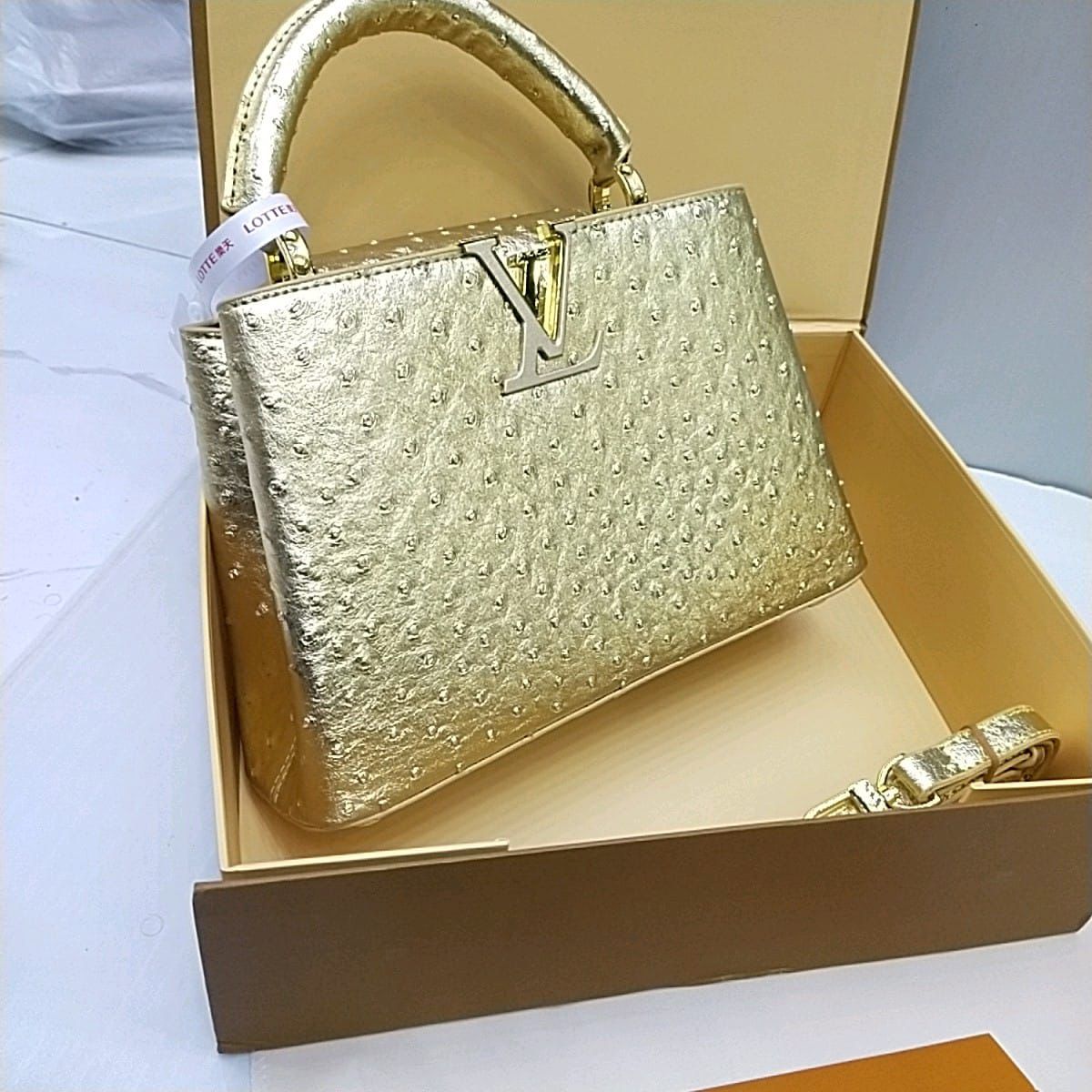 Louis Vuitton Capucines Crystal Edition – Luxury Shoulder Bag (Golden)