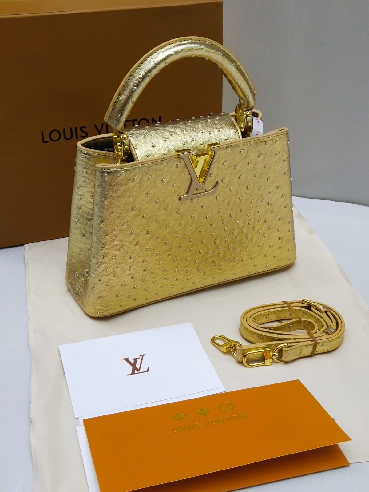 Louis Vuitton Capucines Crystal Edition – Luxury Shoulder Bag (Golden)