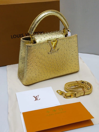 Louis Vuitton Capucines Crystal Edition – Luxury Shoulder Bag (Golden)