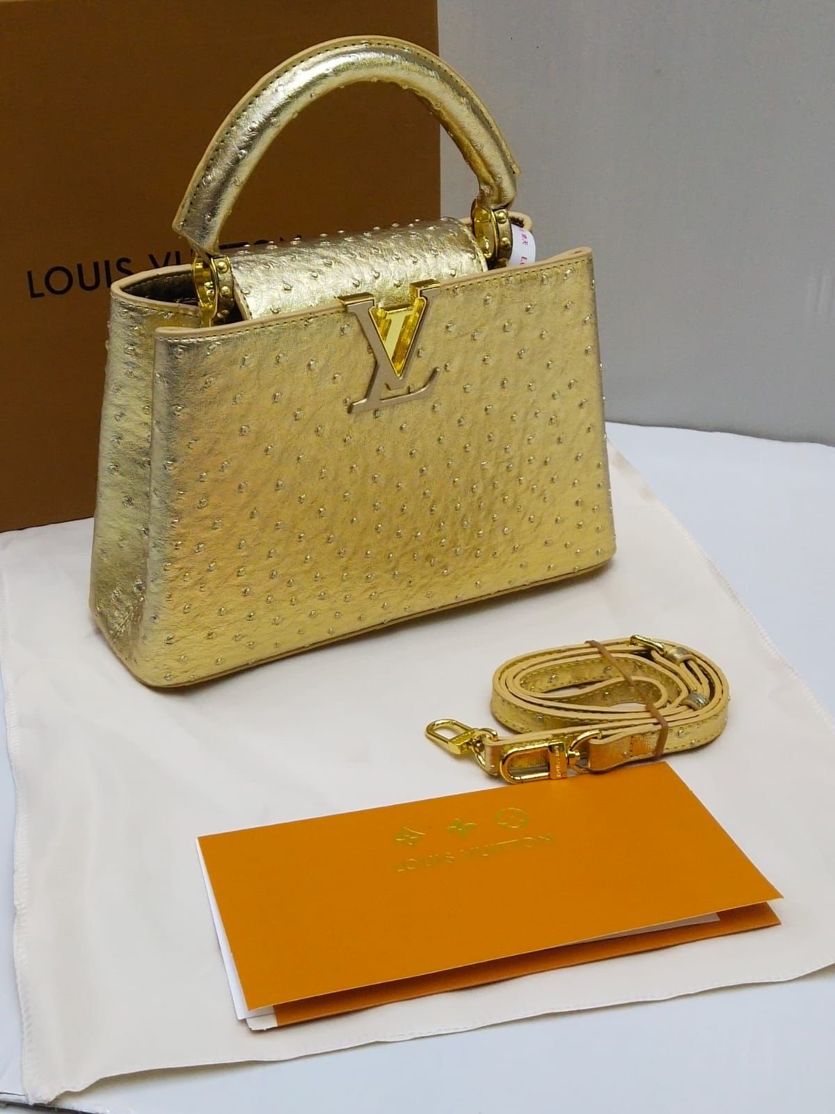Louis Vuitton Capucines Crystal Edition – Luxury Shoulder Bag (Golden)