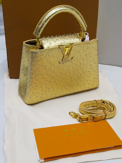 Louis Vuitton Capucines Crystal Edition – Luxury Shoulder Bag (Golden)