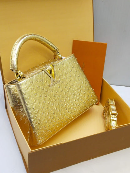 Louis Vuitton Capucines Crystal Edition – Luxury Shoulder Bag (Golden)