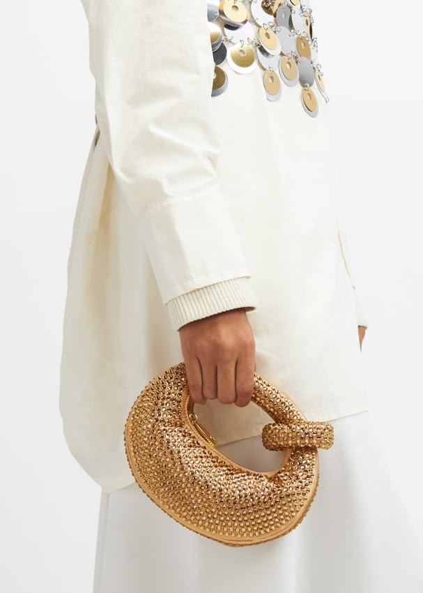 JW PEI Abacus Mini Crystal Top Handle Bag with Chain & Gift Packaging (Golden)