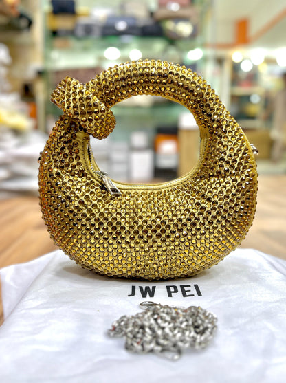 JW PEI Abacus Mini Crystal Top Handle Bag with Chain & Gift Packaging (Golden)