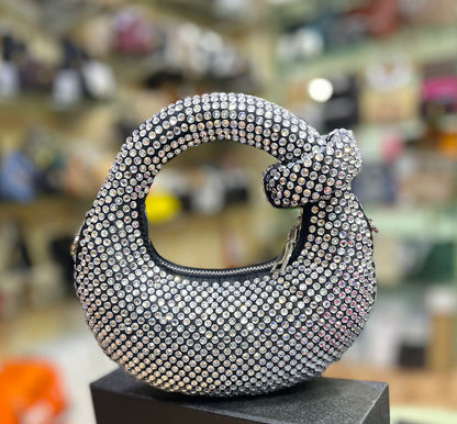 JW PEI Abacus Mini Crystal Top Handle Bag with Chain & Gift Packaging (Silver)