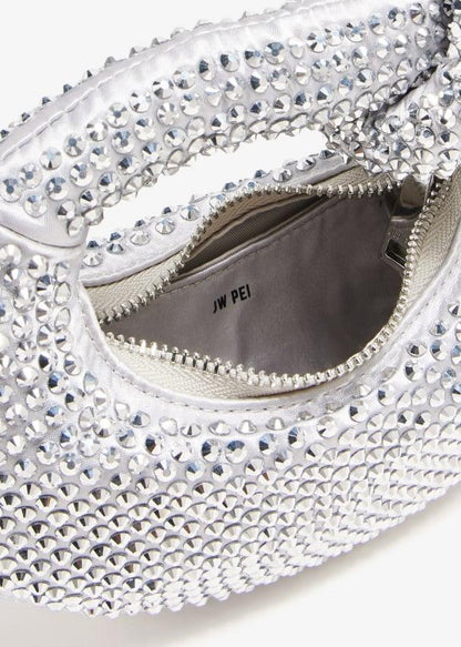 JW PEI Abacus Mini Crystal Top Handle Bag with Chain & Gift Packaging (Silver)