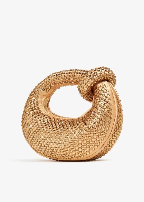 JW PEI Abacus Mini Crystal Top Handle Bag with Chain & Gift Packaging (Golden)