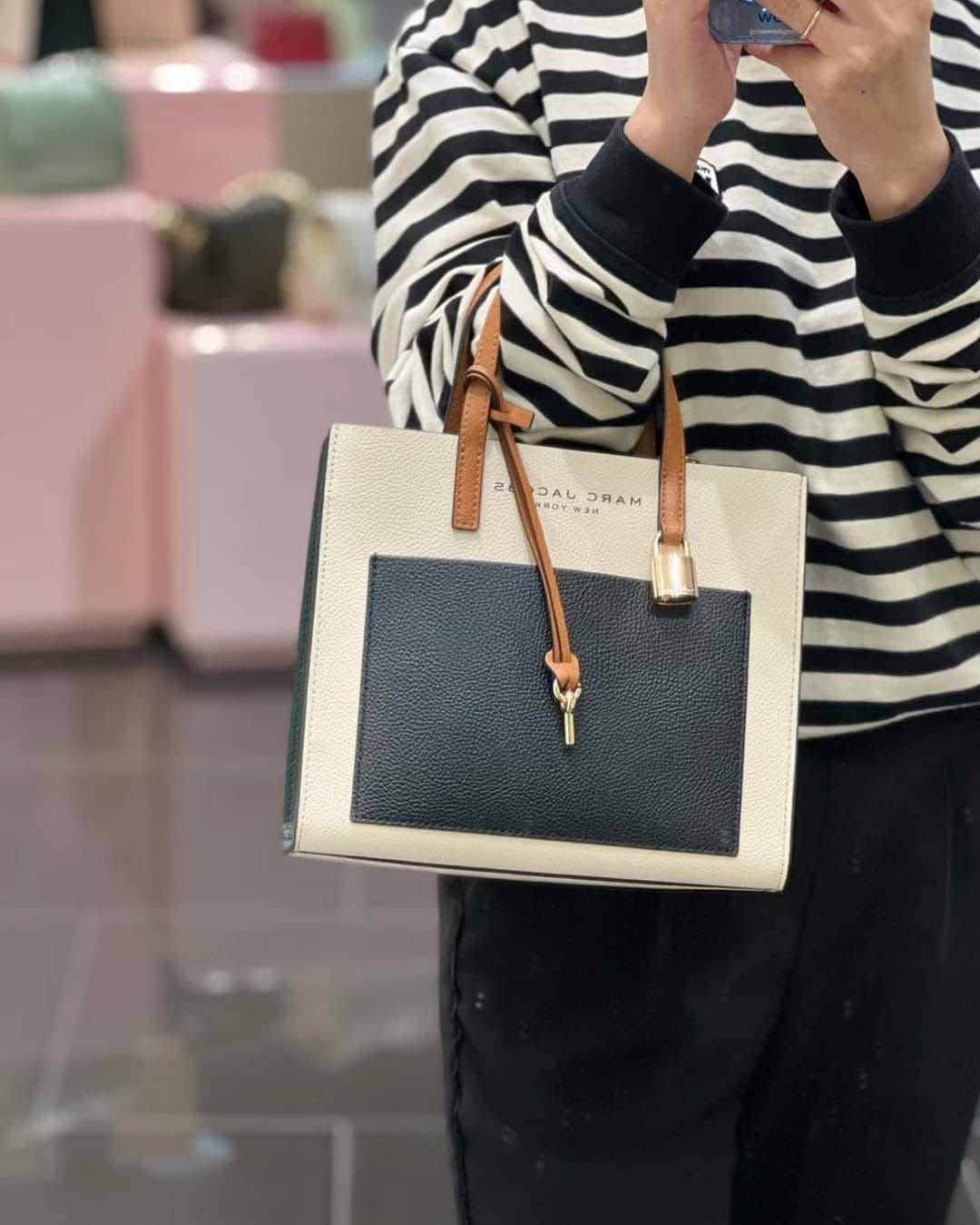 Marc Jacobs Mini Grind Leather Tote – Luxe Edition (White & Black)