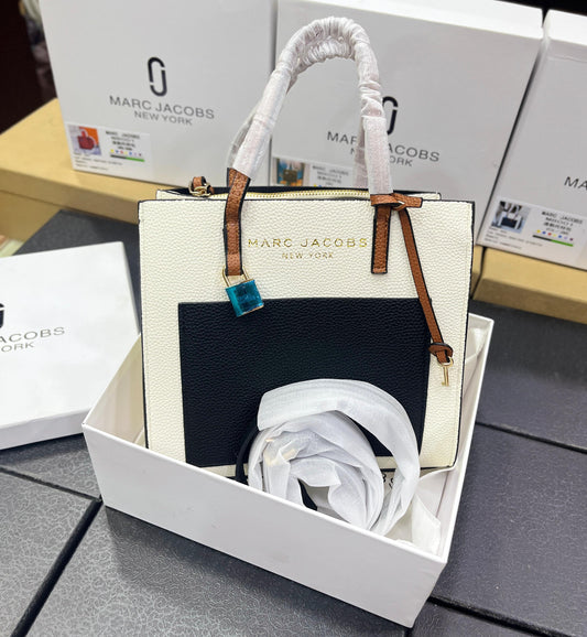 Marc Jacobs Mini Grind Leather Tote – Luxe Edition (White & Black)