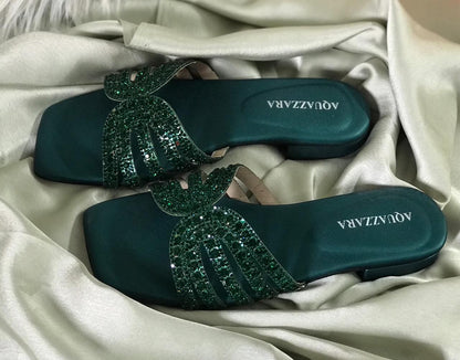 AQUAZZURA Signature Slippers – Premium Collection (Green)