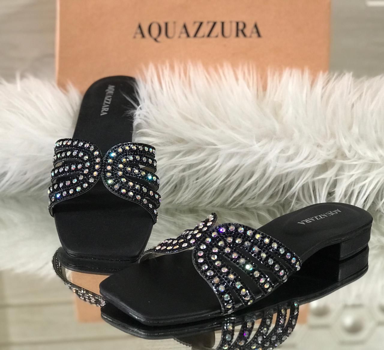 AQUAZZURA Signature Slippers – Premium Collection (Black)