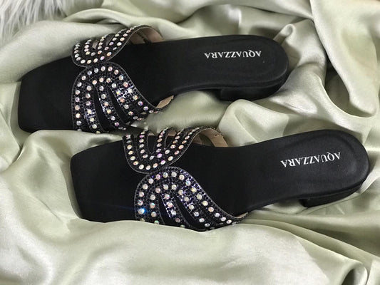 AQUAZZURA Signature Slippers – Premium Collection (Black)