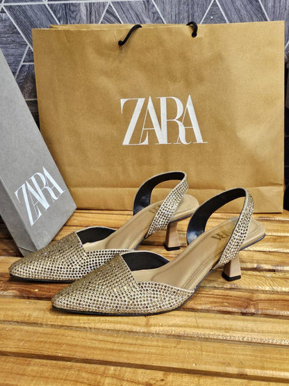 ZARA Signature Heels – Restocked & Trending (Golden)
