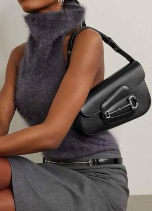 Gucci Horsebit 1955 Monogram Small Shoulder Bag (Black)