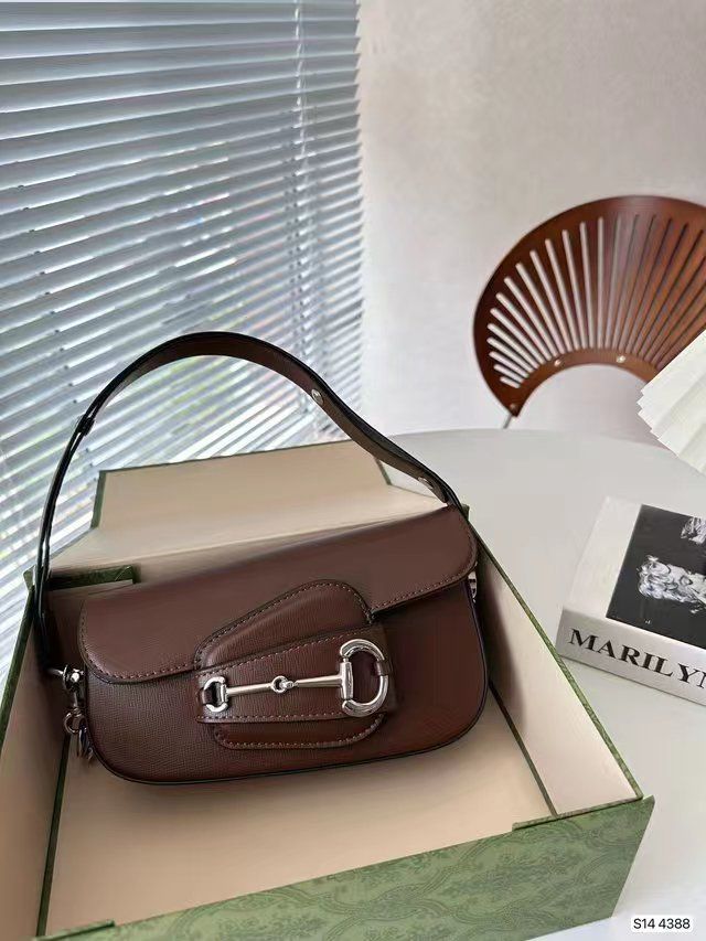 Gucci Horsebit 1955 Monogram Small Shoulder Bag (Brown)