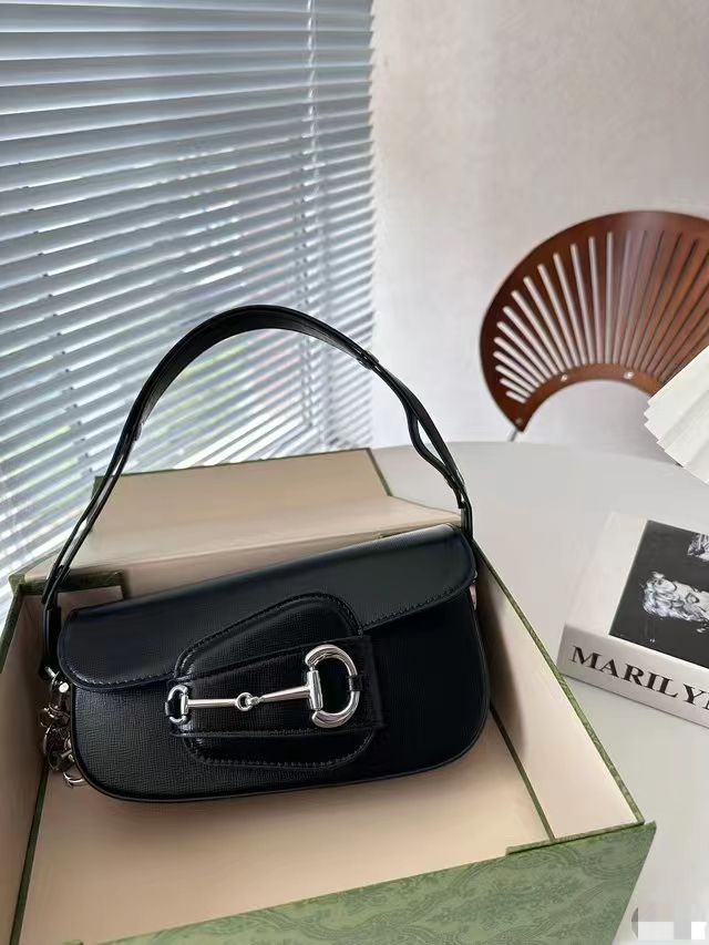 Gucci Horsebit 1955 Monogram Small Shoulder Bag (Black)