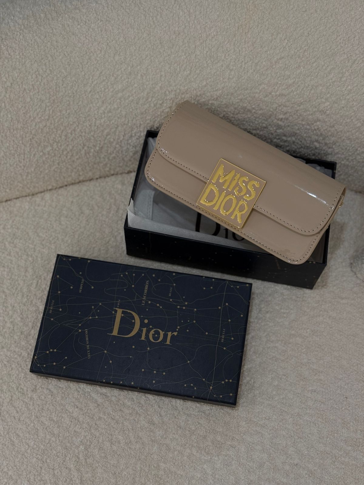 Dior Miss – Patent Leather Calfskin Shoulder Bag (Beige)