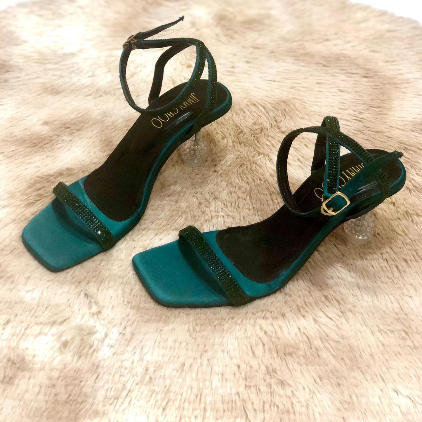 Jimmy Choo Transparent Heels – 2.5" Elegance (Green)