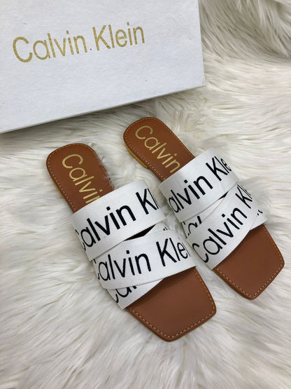Calvin Klein Slippers – Supreme Comfort & Style (Brown-White)